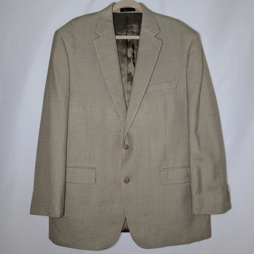 Lauren Ralph Lauren Men's Tan Silk Wool Single Breasted Blazer Jacket Size 46R